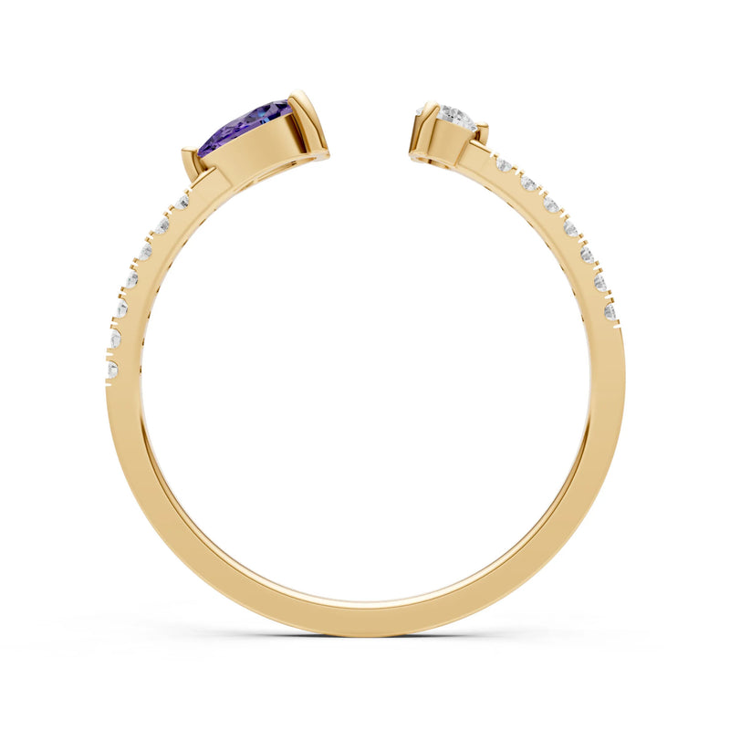 Amethyst Dainty Open Pear and Round Band