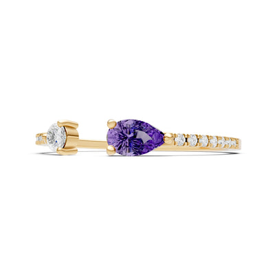 Amethyst Dainty Open Pear and Round Band