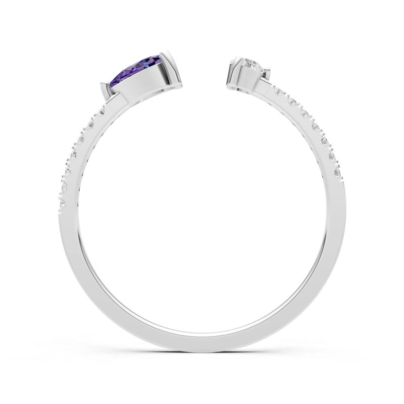 Dainty Pear and Round Gemstone Open Band