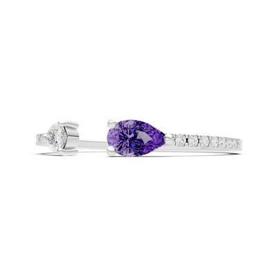 Dainty Pear and Round Gemstone Open Band