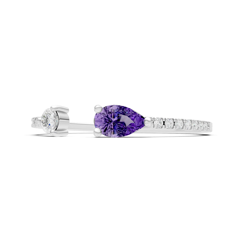 Amethyst Dainty Open Pear and Round Band