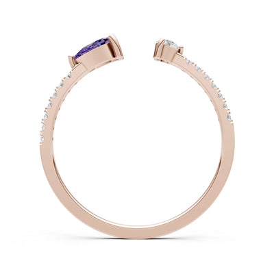 Dainty Pear and Round Gemstone Open Band