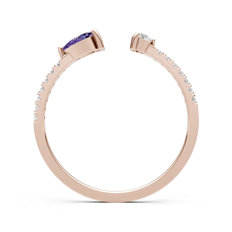 Amethyst Dainty Open Pear and Round Band