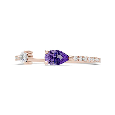 Dainty Pear and Round Gemstone Open Band