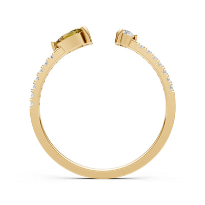 Dainty Pear and Round Gemstone Open Band
