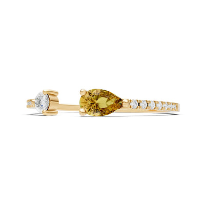 Dainty Pear and Round Gemstone Open Band
