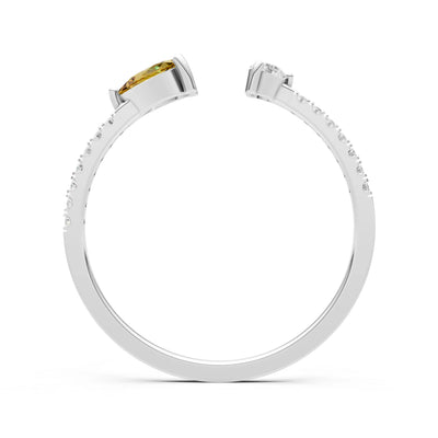 Citrine Dainty Open Pear and Round Band
