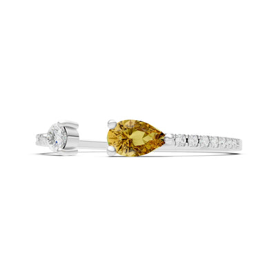 Citrine Dainty Open Pear and Round Band