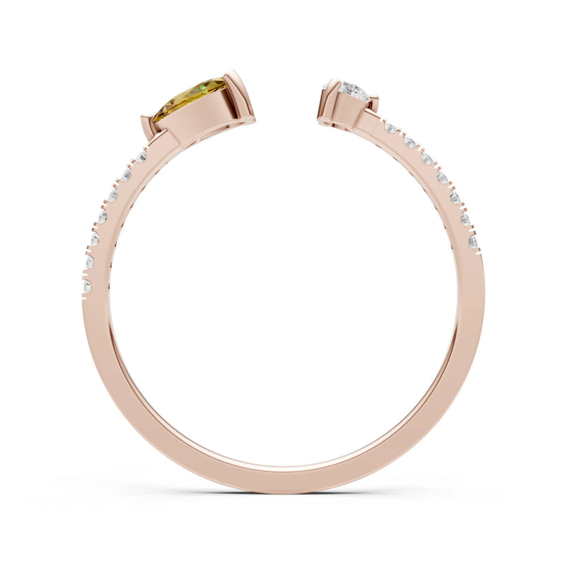 Dainty Pear and Round Gemstone Open Band