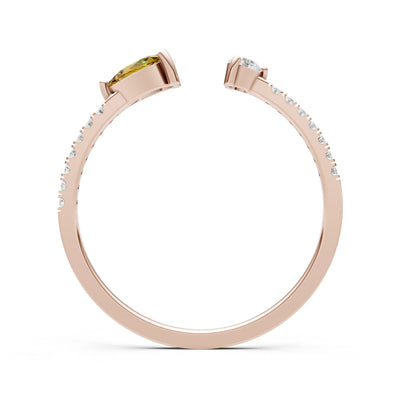 Citrine Dainty Open Pear and Round Band
