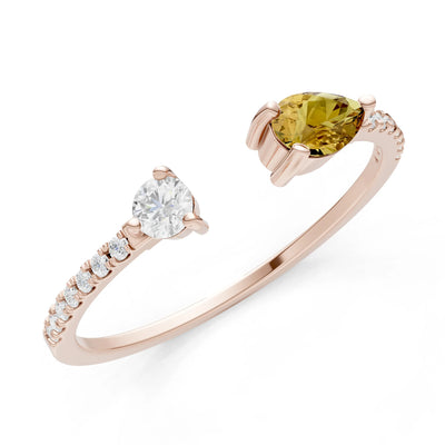 Dainty Pear and Round Gemstone Open Band