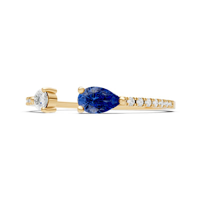 Dainty Pear and Round Gemstone Open Band