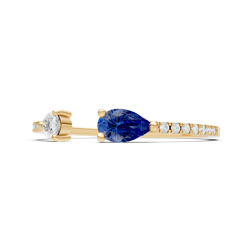 Blue Sapphire Dainty Open Pear and Round Band