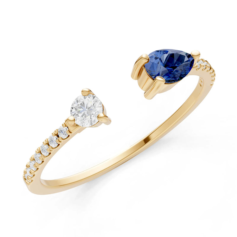 Dainty Pear and Round Gemstone Open Band
