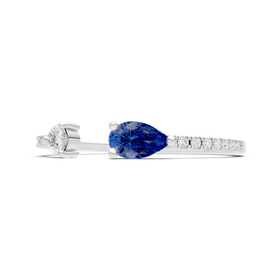 Dainty Pear and Round Gemstone Open Band