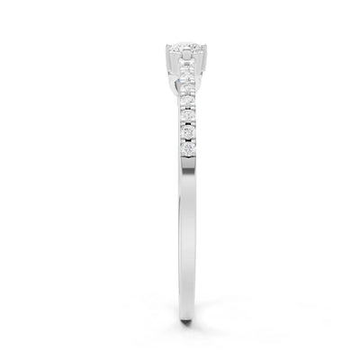 Dainty Pear and Round Gemstone Open Band