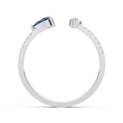Blue Sapphire Dainty Open Pear and Round Band