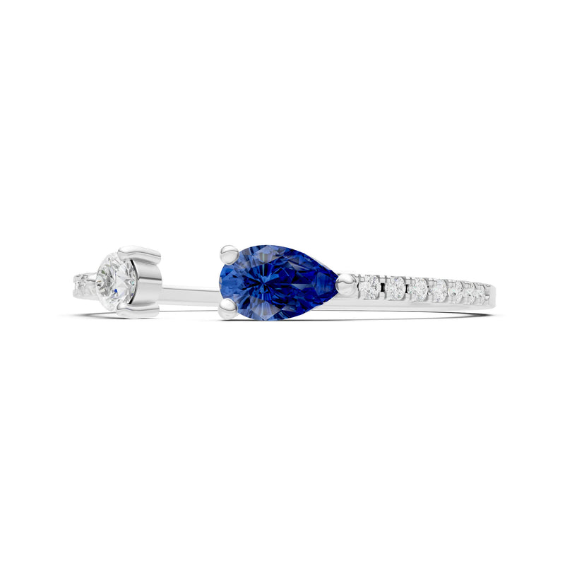 Blue Sapphire Dainty Open Pear and Round Band