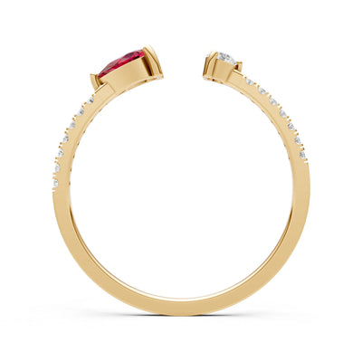 Dainty Pear and Round Gemstone Open Band