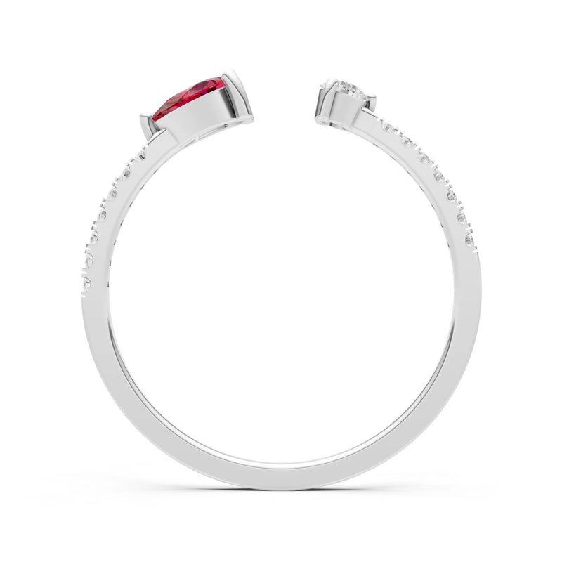 Dainty Pear and Round Gemstone Open Band
