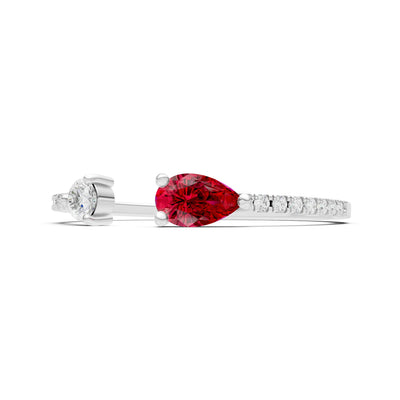 Dainty Pear and Round Gemstone Open Band