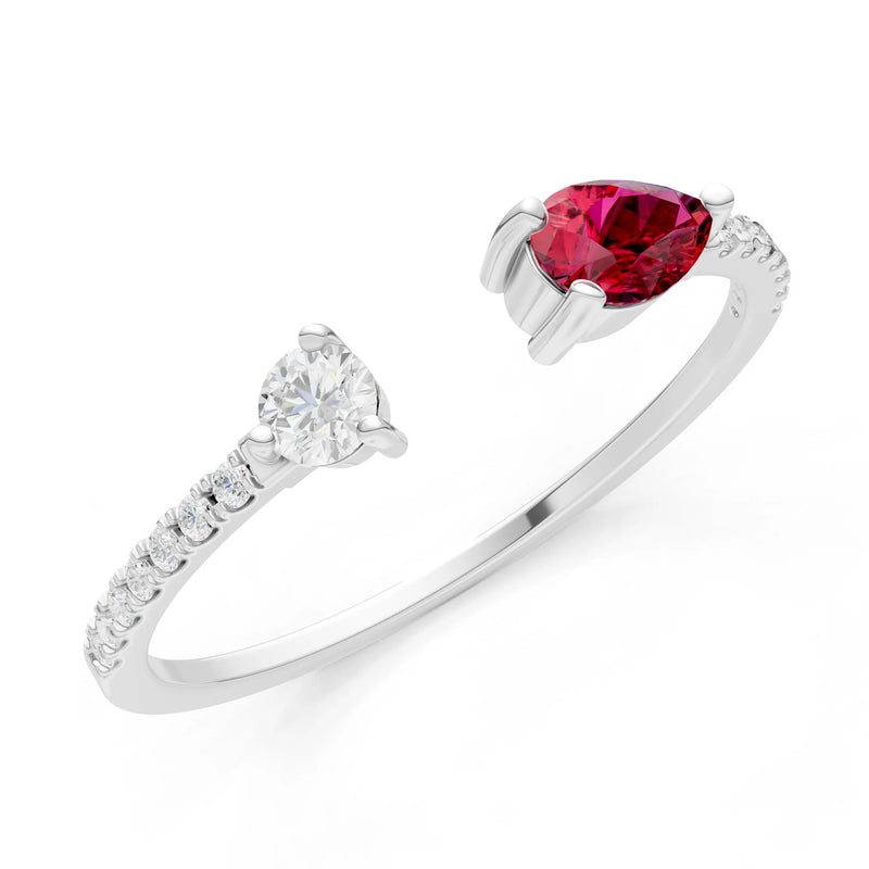 Ruby Dainty Open Pear and Round Band