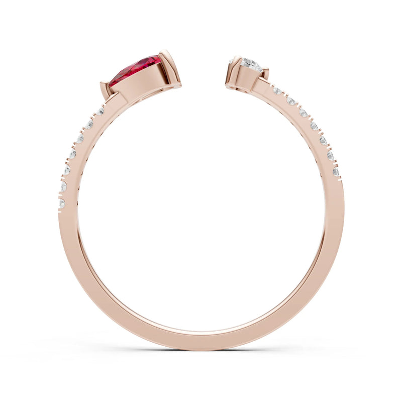 Dainty Pear and Round Gemstone Open Band