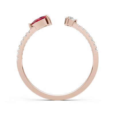 Ruby Dainty Open Pear and Round Band