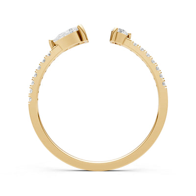 Dainty Pear and Round Gemstone Open Band