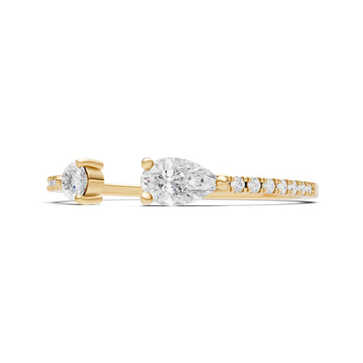 Dainty Pear and Round Gemstone Open Band