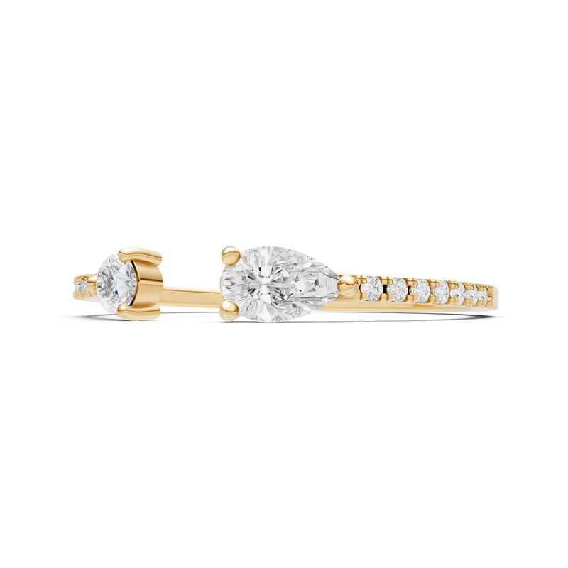 Dainty Pear and Round Gemstone Open Band