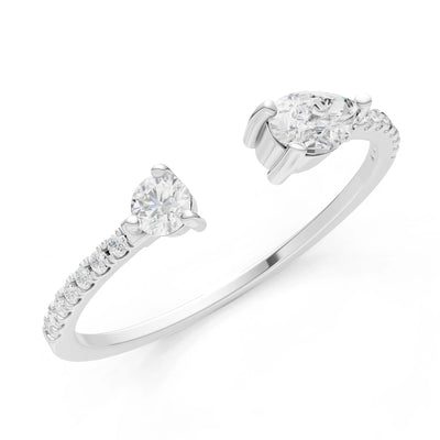 Dainty Pear and Round Gemstone Open Band