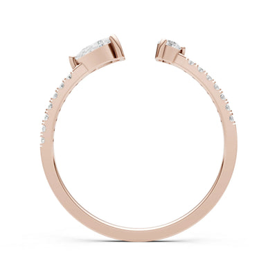 Diamond Dainty Open Pear and Round Band