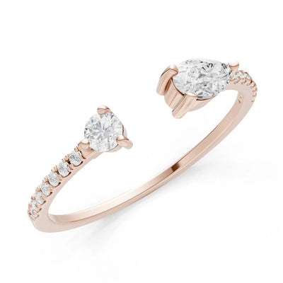 Dainty Pear and Round Gemstone Open Band
