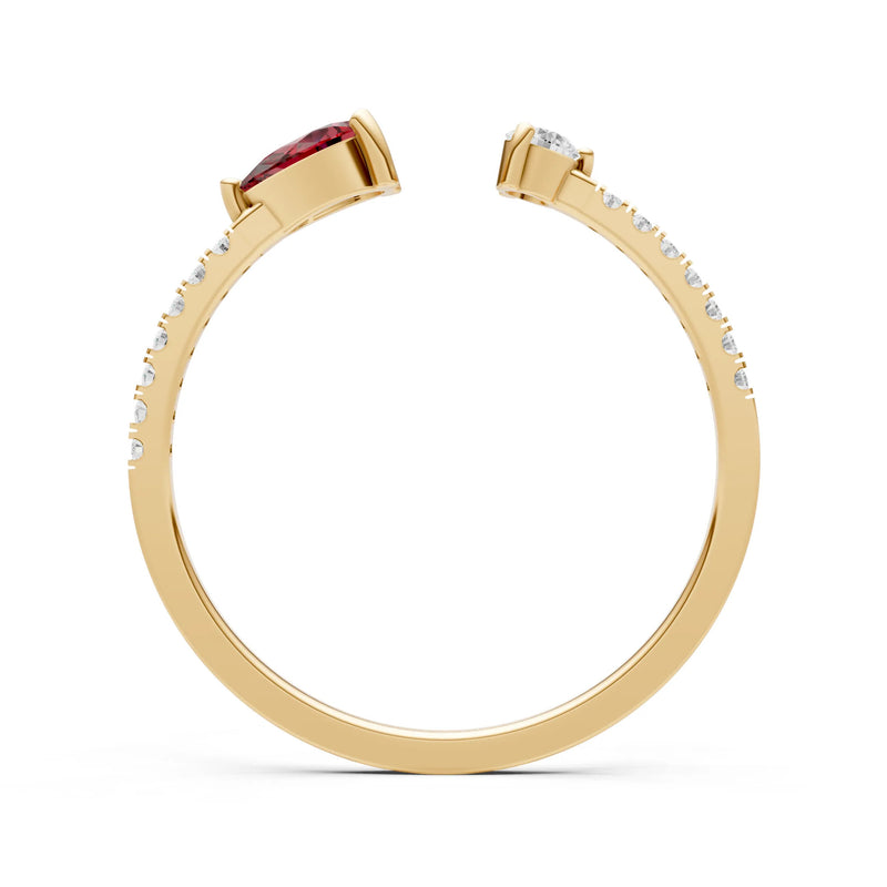 Dainty Pear and Round Gemstone Open Band
