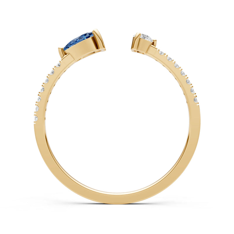London Blue Topaz Dainty Open Pear and Round Band