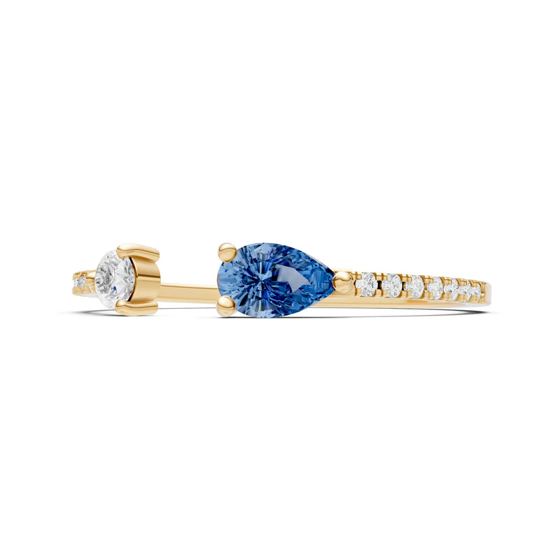 London Blue Topaz Dainty Open Pear and Round Band