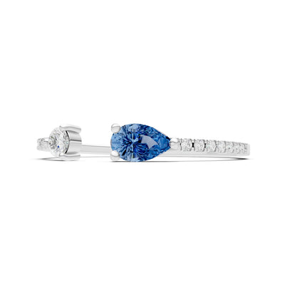 London Blue Topaz Dainty Open Pear and Round Band