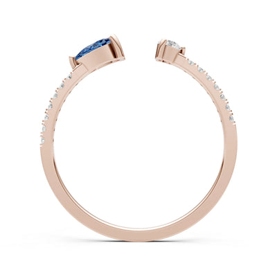 Dainty Pear and Round Gemstone Open Band