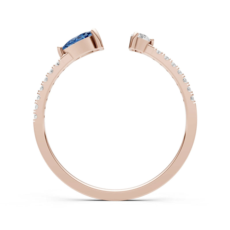 Dainty Pear and Round Gemstone Open Band