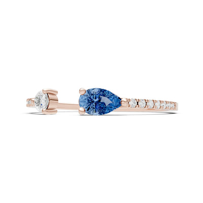 Dainty Pear and Round Gemstone Open Band