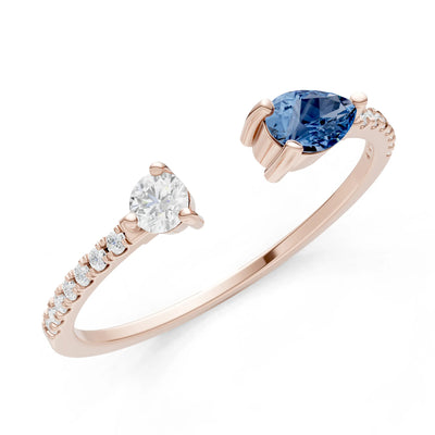 London Blue Topaz Dainty Open Pear and Round Band