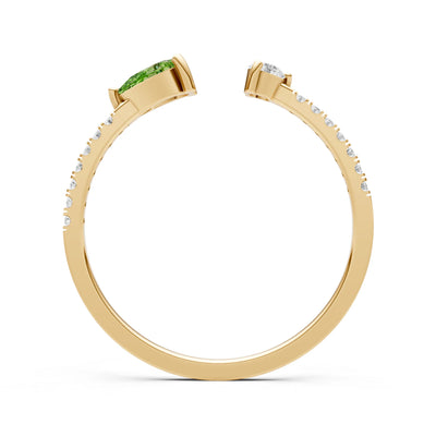 Peridot Dainty Open Pear and Round Band