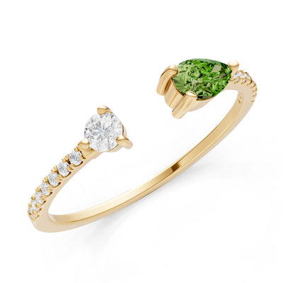 Peridot Dainty Open Pear and Round Band