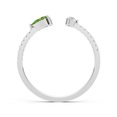 Dainty Pear and Round Gemstone Open Band