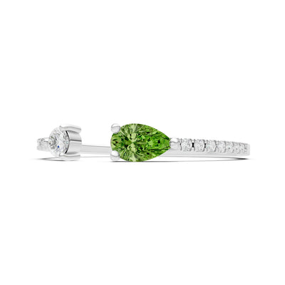 Dainty Pear and Round Gemstone Open Band
