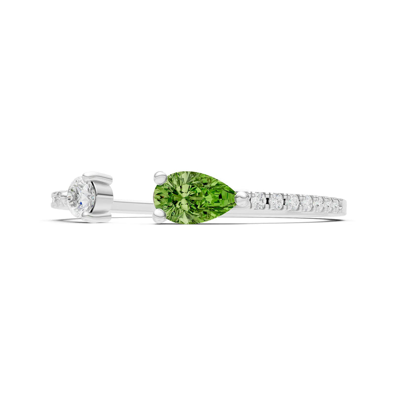 Dainty Pear and Round Gemstone Open Band