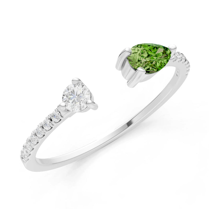Peridot Dainty Open Pear and Round Band