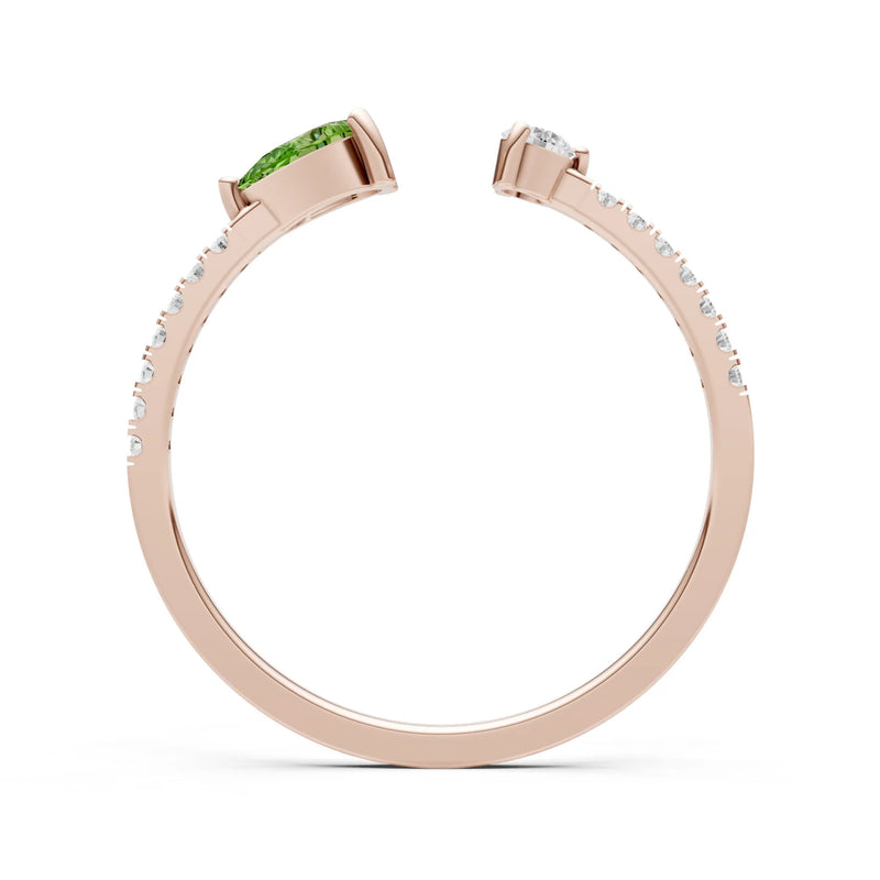 Peridot Dainty Open Pear and Round Band