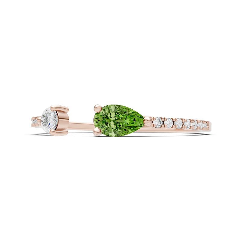 Dainty Pear and Round Gemstone Open Band